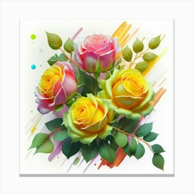 Watercolor design with beautiful roses oil painting abstract 10 Canvas Print