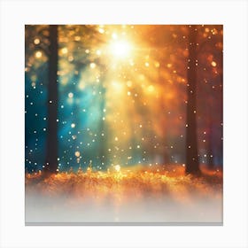 Autumn Forest With Sun Rays Canvas Print