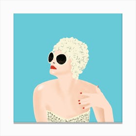 Retro, Swiming Woman With White Swim Hat Canvas Print