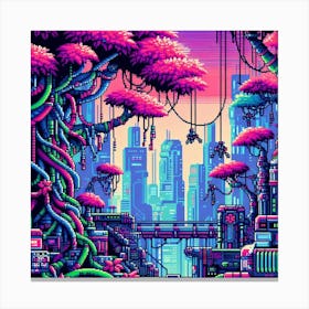 8-bit cybernetic jungle 1 Canvas Print