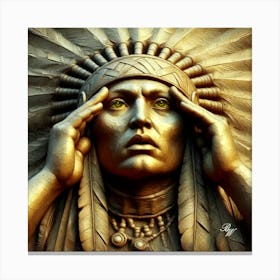 Bronze Native American Abstract Head Bust 4 Copy Canvas Print