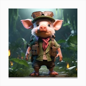 Pig In The Jungle Canvas Print