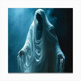 A Figure Shrouded In A Translucent Veil Embodying Both Spiritual Ethereal Energy And The Tangibilit 2 1 Canvas Print