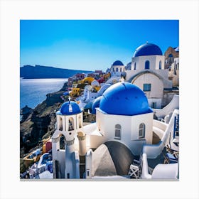 Blue Domes In Oia Canvas Print