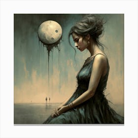 Moon And The Girl 2 Canvas Print