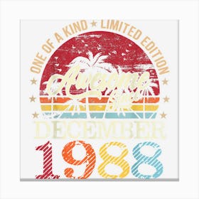 Awesome Since December 1988 Vintage 34th Birthday Canvas Print