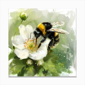 Bee On A Flower Canvas Print