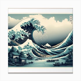 Inspired by: Hokusai's The Great Wave and Japanese Woodblock Prints 3 Canvas Print