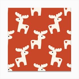 Dala Horse Minimal Retro Bold Red Canvas Print