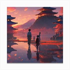 Sunset In Kyoto Canvas Print