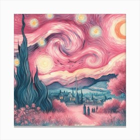 Starry Night In Pink Canvas Print