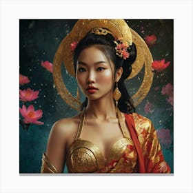 Chinese Empress The Magic of Watercolor: A Deep Dive into Undine, the Stunningly Beautiful Asian Goddess 1 Canvas Print