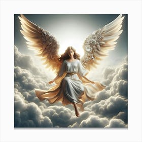 A Beautiful Angel Descending From Heaven On A Cloud(1) Canvas Print