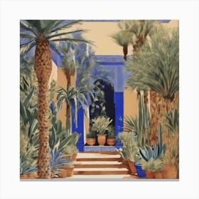 Jardin Majorelle, Morocco Vintage Botanical Canvas  Canvas Print