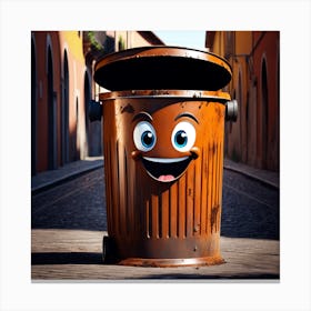 Happy Garbage Can Canvas Print