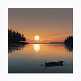 Sunset In A Boat Canvas Print