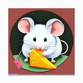 Pop Art Print | Mouse With Cheese Block In A Circle Canvas Print