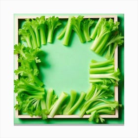 Green Celery In A Frame Canvas Print