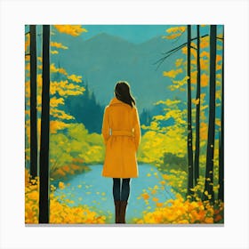 Girl In A Yellow Coat Canvas Print
