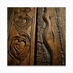 Heart Carved Wood Canvas Print