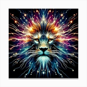 Mystical Lion Artwork with Cosmic Background Canvas Print