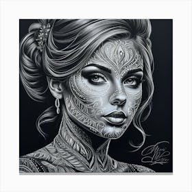 Woman With A Tattoo Canvas Print