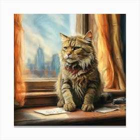 Cat Sitting By The Window Canvas Print