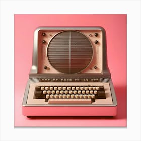 Old 1950s Computer On A Pink Background, Retro Futurism 3 Canvas Print