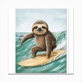 Surfing Sloths Beach Bums Print Art And Wall Art Canvas Print