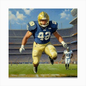 All-In Play Football Player in Full Motion Canvas Print