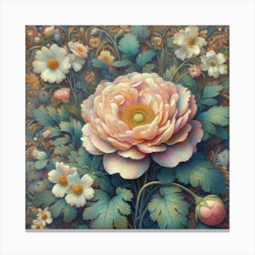 Peonies And Daisies Canvas Print