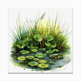 Springtime-Duck-Pond-Clipart.19. Olivia arts. Canvas Print