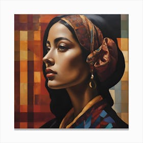 Woman With Head Scarf Canvas Print