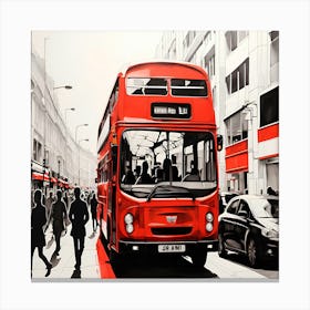 Red Double Decker Bus In London Minimalist Abstract Cityscape Wall Art Lienzo