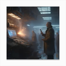 Man In A Space Station Canvas Print
