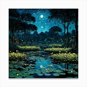 Starry Night In The Forest Canvas Print