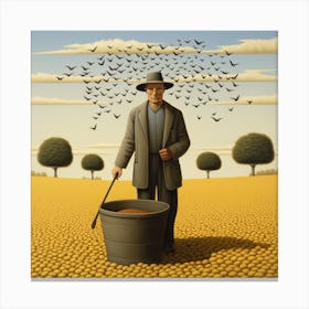 Farmer With A Bucket Canvas Print