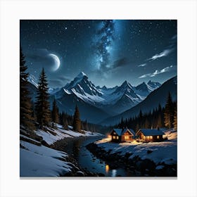 Freezy Night In The Mountains Canvas Print