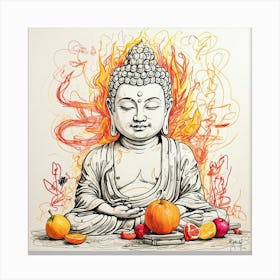 Buddha In Fire Canvas Print