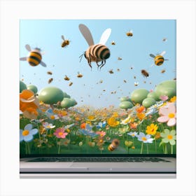 Bees In The Meadow 2 Canvas Print