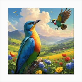 Bird In The Meadow Canvas Print