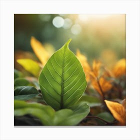 Green Leaf In The Forest 1 Canvas Print