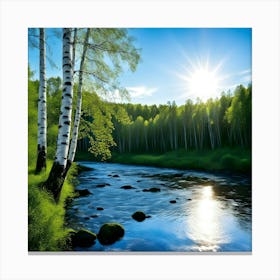 Birch Trees In The Forest Canvas Print