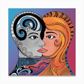 Two People Kissing Canvas Print