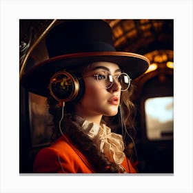 Young Woman In A Top Hat Canvas Print