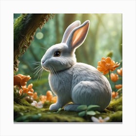 White Rabbit In The Forest 11 Canvas Print