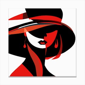 Woman In Red Hat 1 Canvas Print