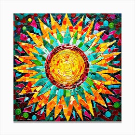 Mosaic Sun A Sun Created From A Mosaic Of Small Tiles 14 Canvas Print