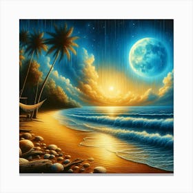 Beach At Night Canvas Print