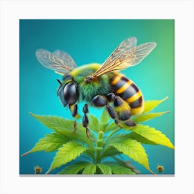 Bee On A Leaf Canvas Print